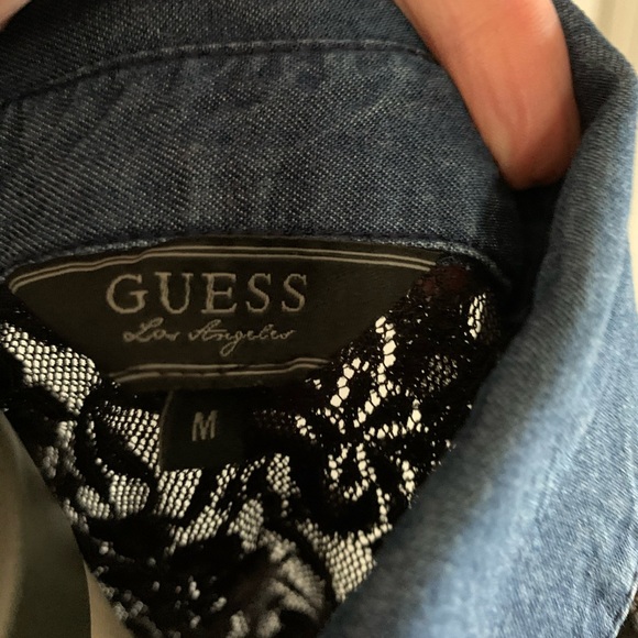 Denim and lace Guess top ~ like new - Picture 6 of 7